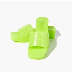 Neon brat Green forever 21 Barbie heels Slide Sandals